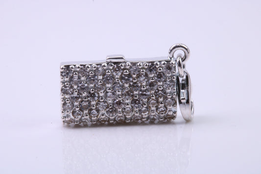 Clutch Bag Charm, Traditional Charm, Made from Solid 925 Grade Sterling Silver, Complete with Attachment Link