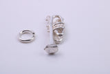 Tuba Charm, Traditional Charm, Made from Solid 925 Grade Sterling Silver, Complete with Attachment Link