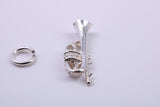 Tuba Charm, Traditional Charm, Made from Solid 925 Grade Sterling Silver, Complete with Attachment Link