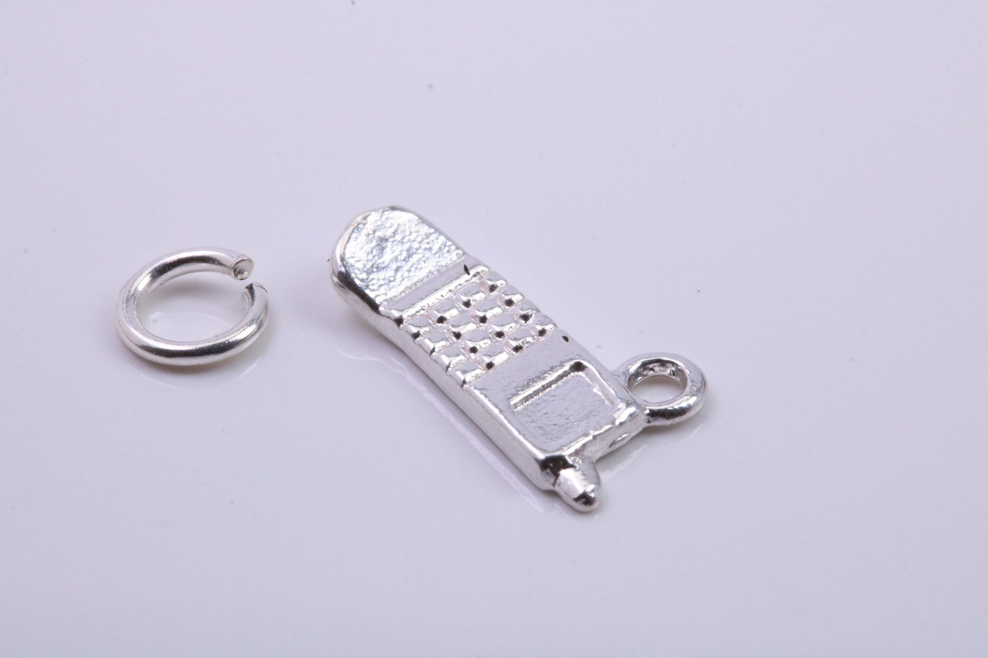 Cell Phone Charm, Traditional Charm, Made from Solid 925 Grade Sterling Silver, Complete with Attachment Link