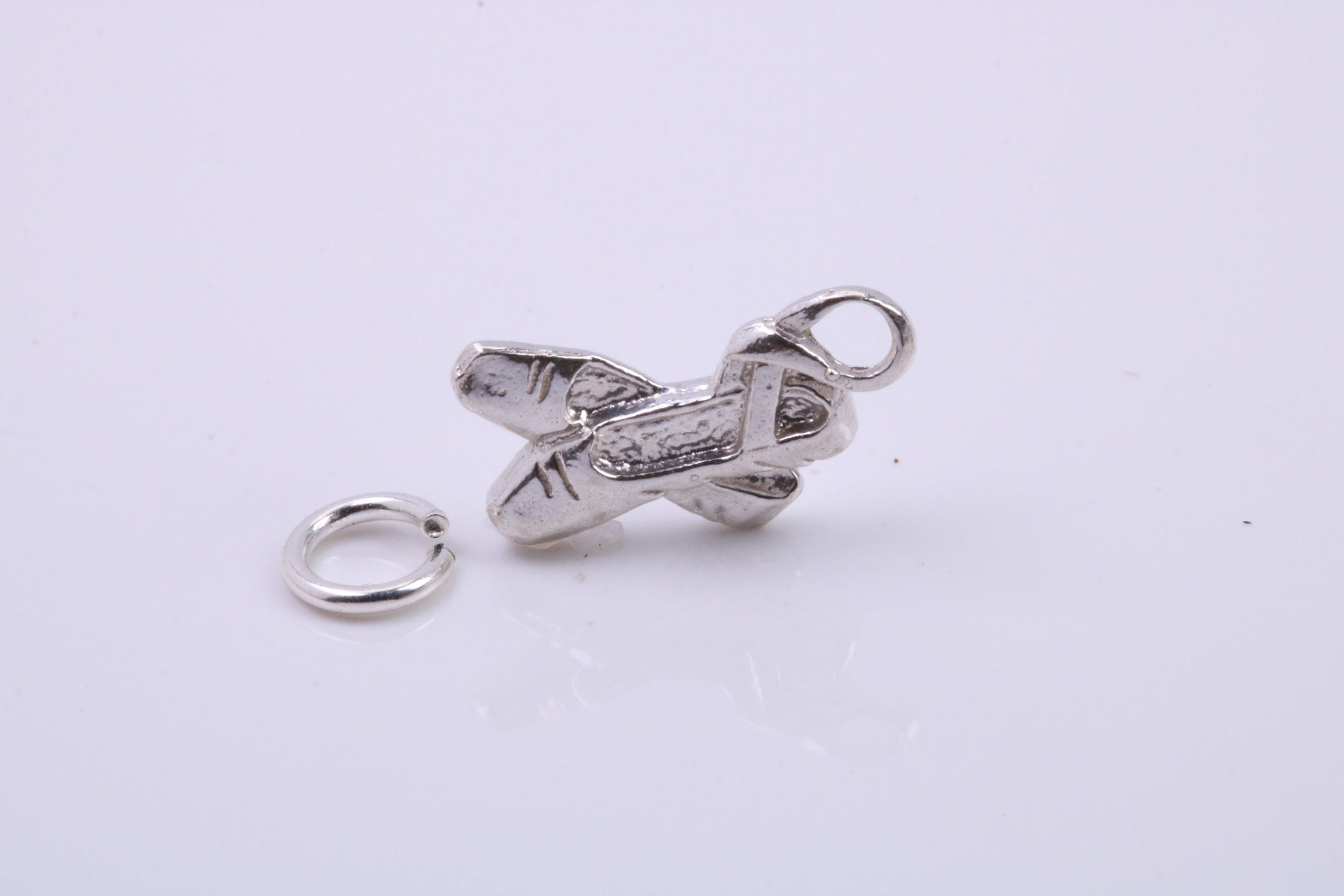 Ballerina Slippers Charm, Traditional Charm, Made from Solid 925 Grade Sterling Silver, Complete with Attachment Link