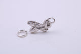 Ballerina Slippers Charm, Traditional Charm, Made from Solid 925 Grade Sterling Silver, Complete with Attachment Link