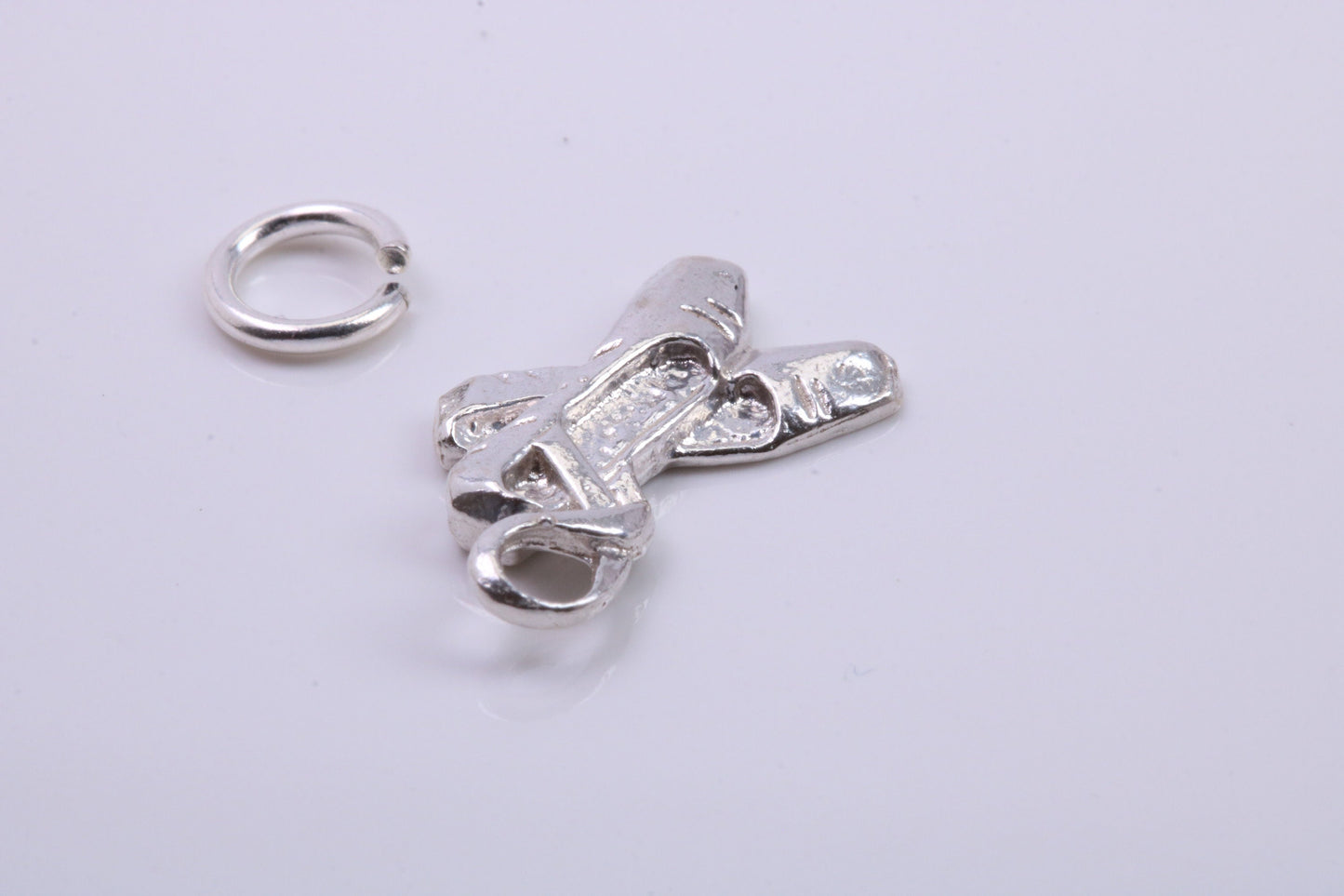 Ballerina Slippers Charm, Traditional Charm, Made from Solid 925 Grade Sterling Silver, Complete with Attachment Link