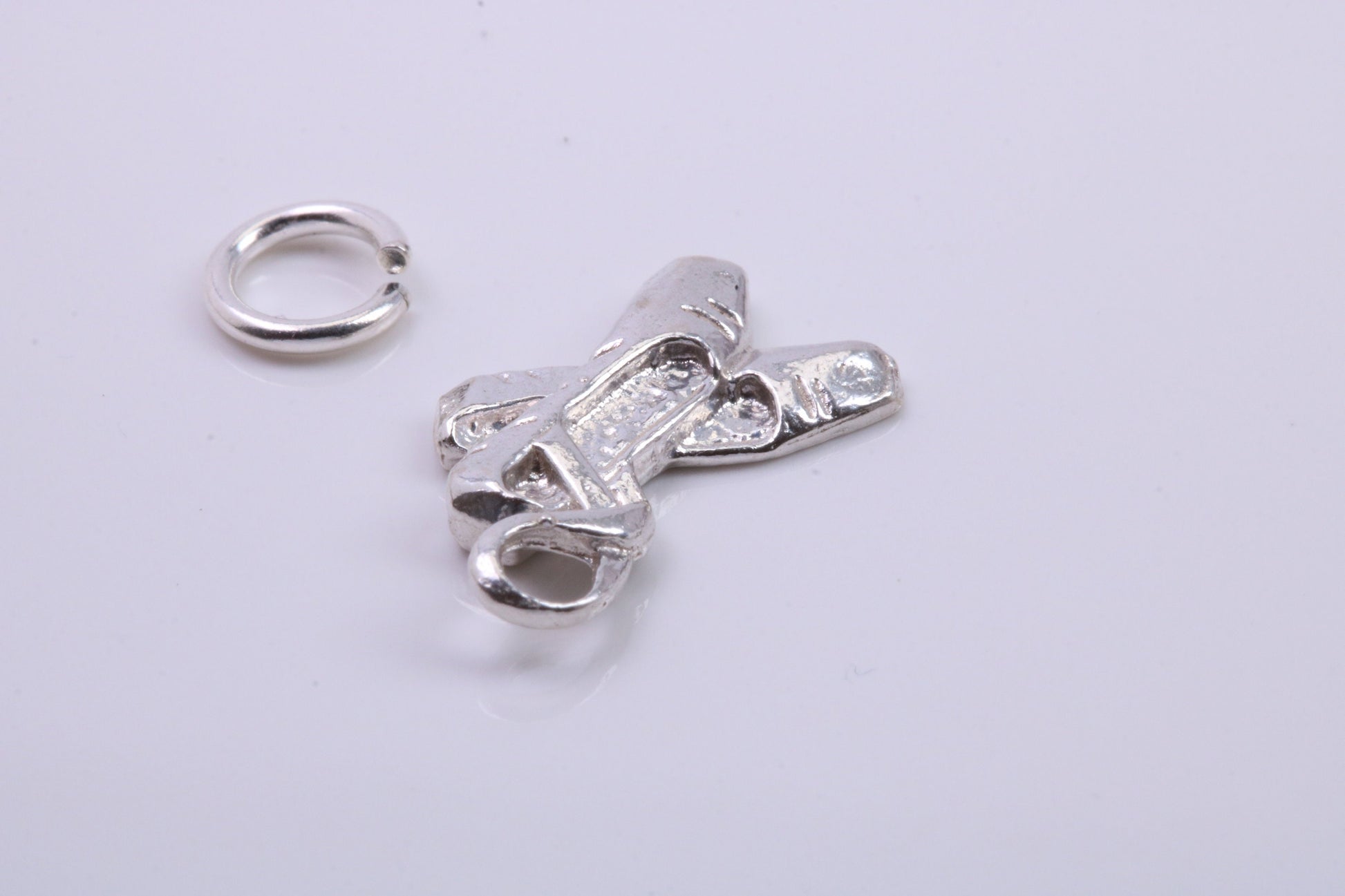 Ballerina Slippers Charm, Traditional Charm, Made from Solid 925 Grade Sterling Silver, Complete with Attachment Link