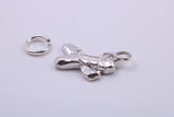 Ballerina Slippers Charm, Traditional Charm, Made from Solid 925 Grade Sterling Silver, Complete with Attachment Link