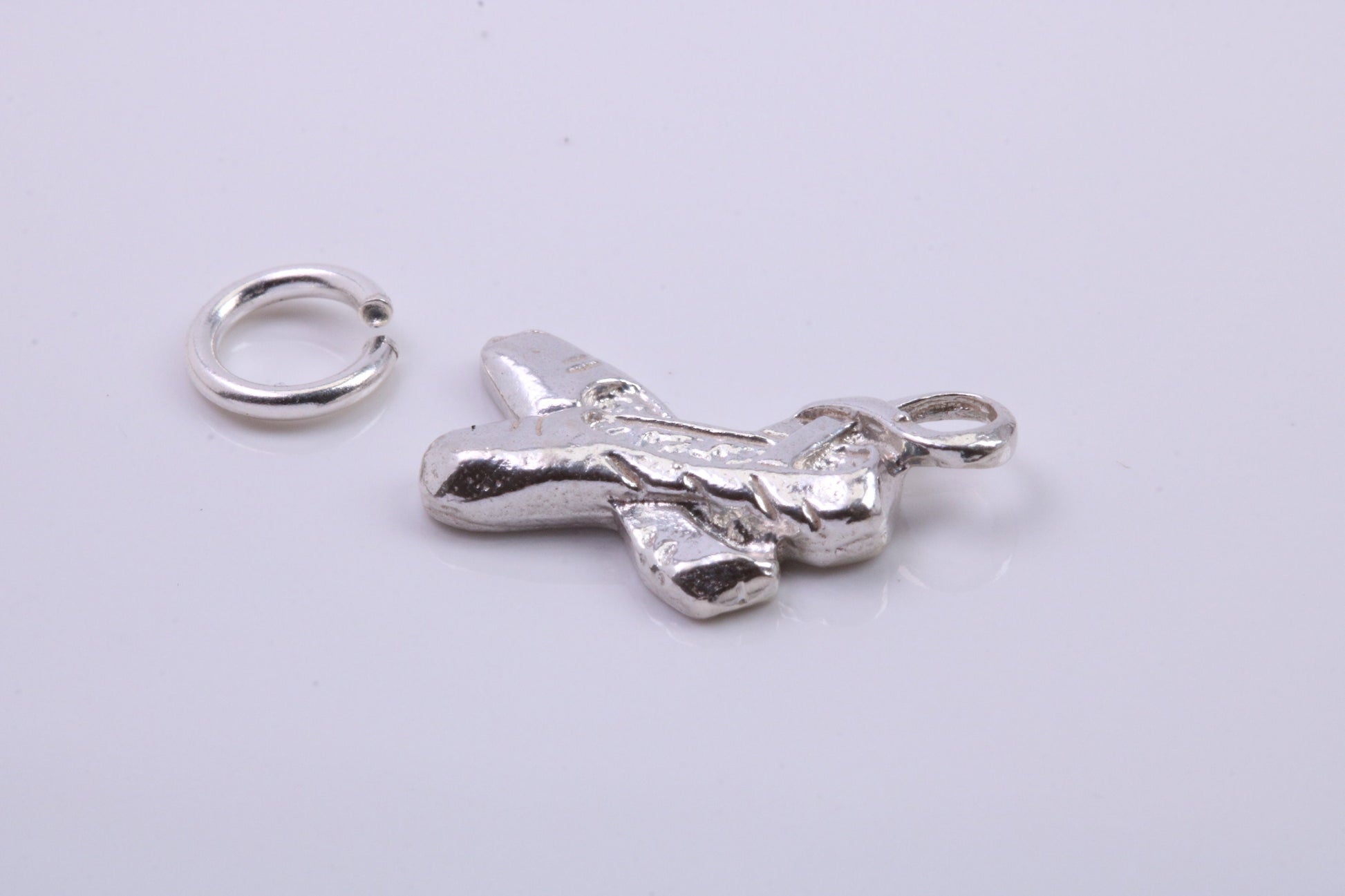 Ballerina Slippers Charm, Traditional Charm, Made from Solid 925 Grade Sterling Silver, Complete with Attachment Link