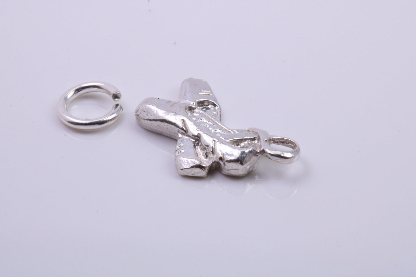 Ballerina Slippers Charm, Traditional Charm, Made from Solid 925 Grade Sterling Silver, Complete with Attachment Link