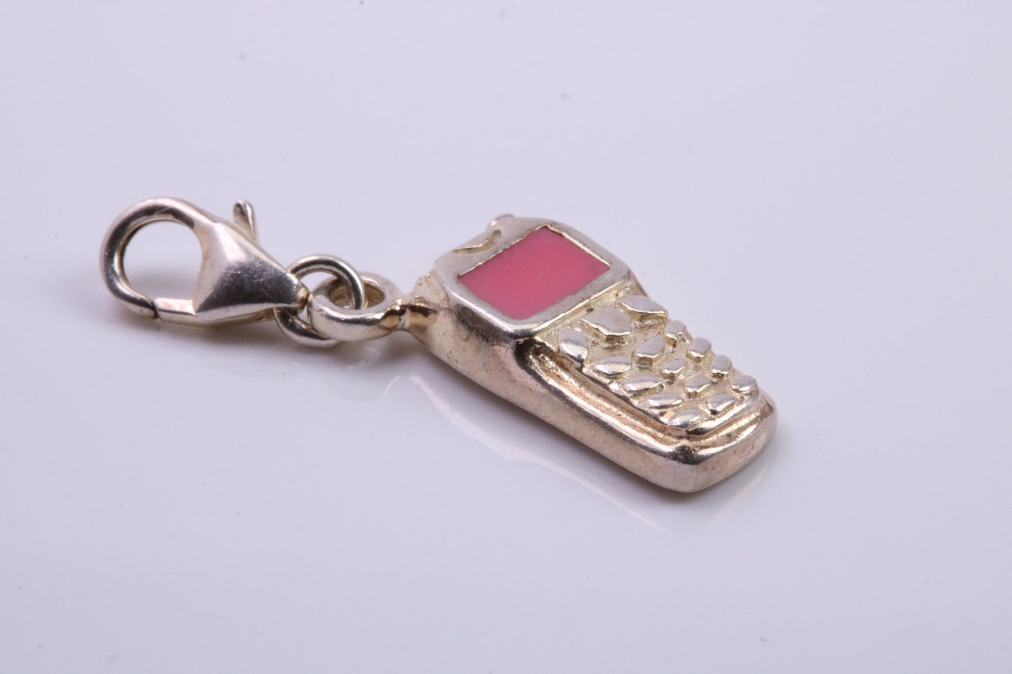 Cell Phone Charm, Traditional Charm, Made from Solid 925 Grade Sterling Silver, Complete with Attachment Link