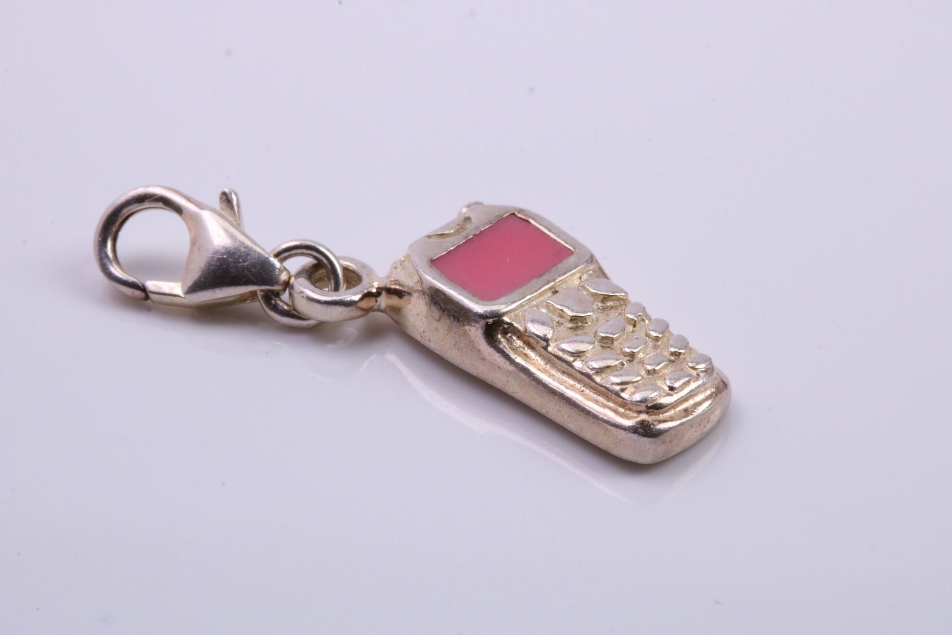 Cell Phone Charm, Traditional Charm, Made from Solid 925 Grade Sterling Silver, Complete with Attachment Link
