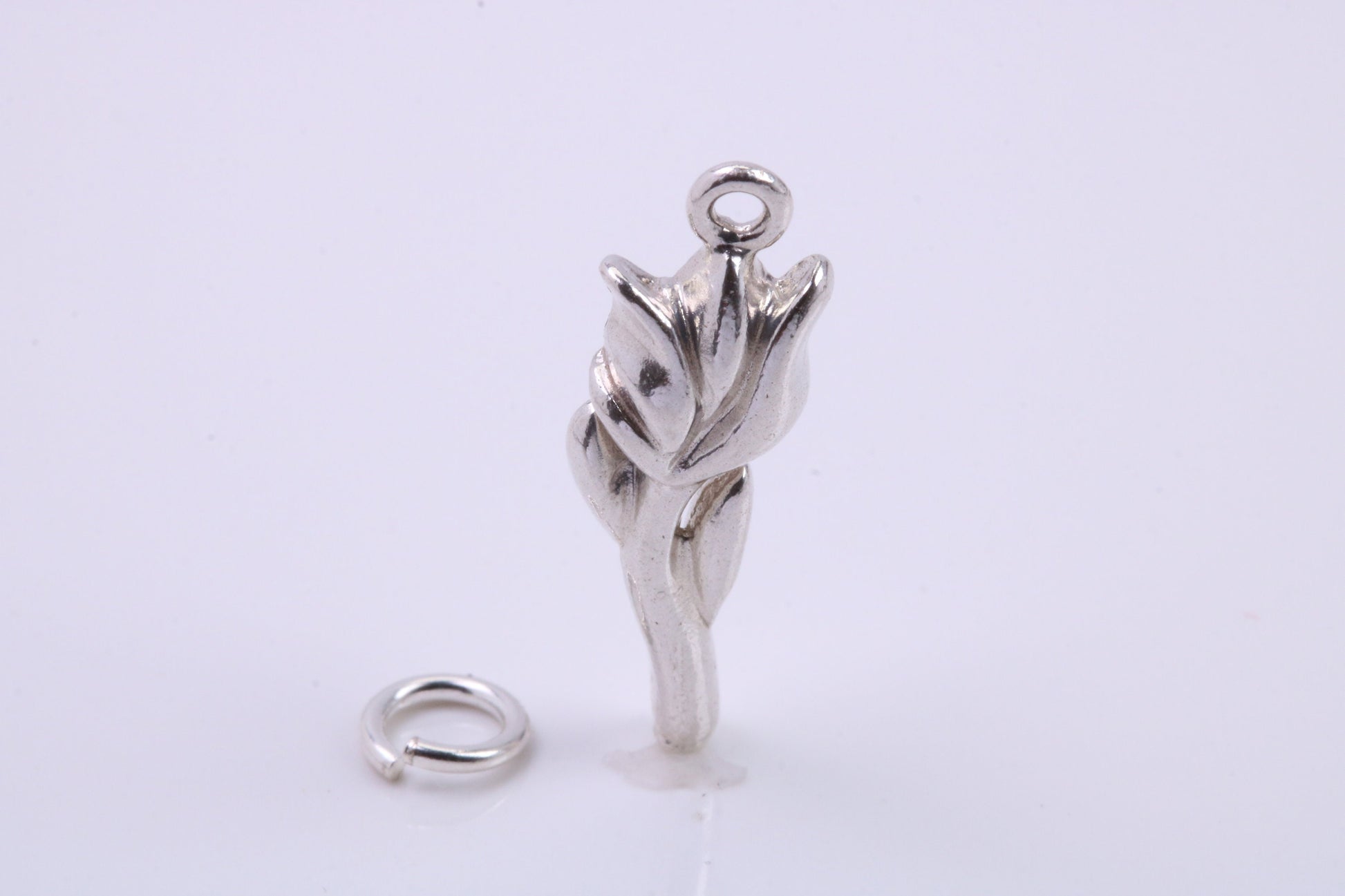 Rose Flower Charm, Traditional Charm, Made from Solid 925 Grade Sterling Silver, Complete with Attachment Link