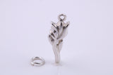 Rose Flower Charm, Traditional Charm, Made from Solid 925 Grade Sterling Silver, Complete with Attachment Link