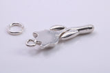 Rose Flower Charm, Traditional Charm, Made from Solid 925 Grade Sterling Silver, Complete with Attachment Link
