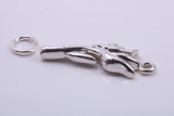 Rose Flower Charm, Traditional Charm, Made from Solid 925 Grade Sterling Silver, Complete with Attachment Link
