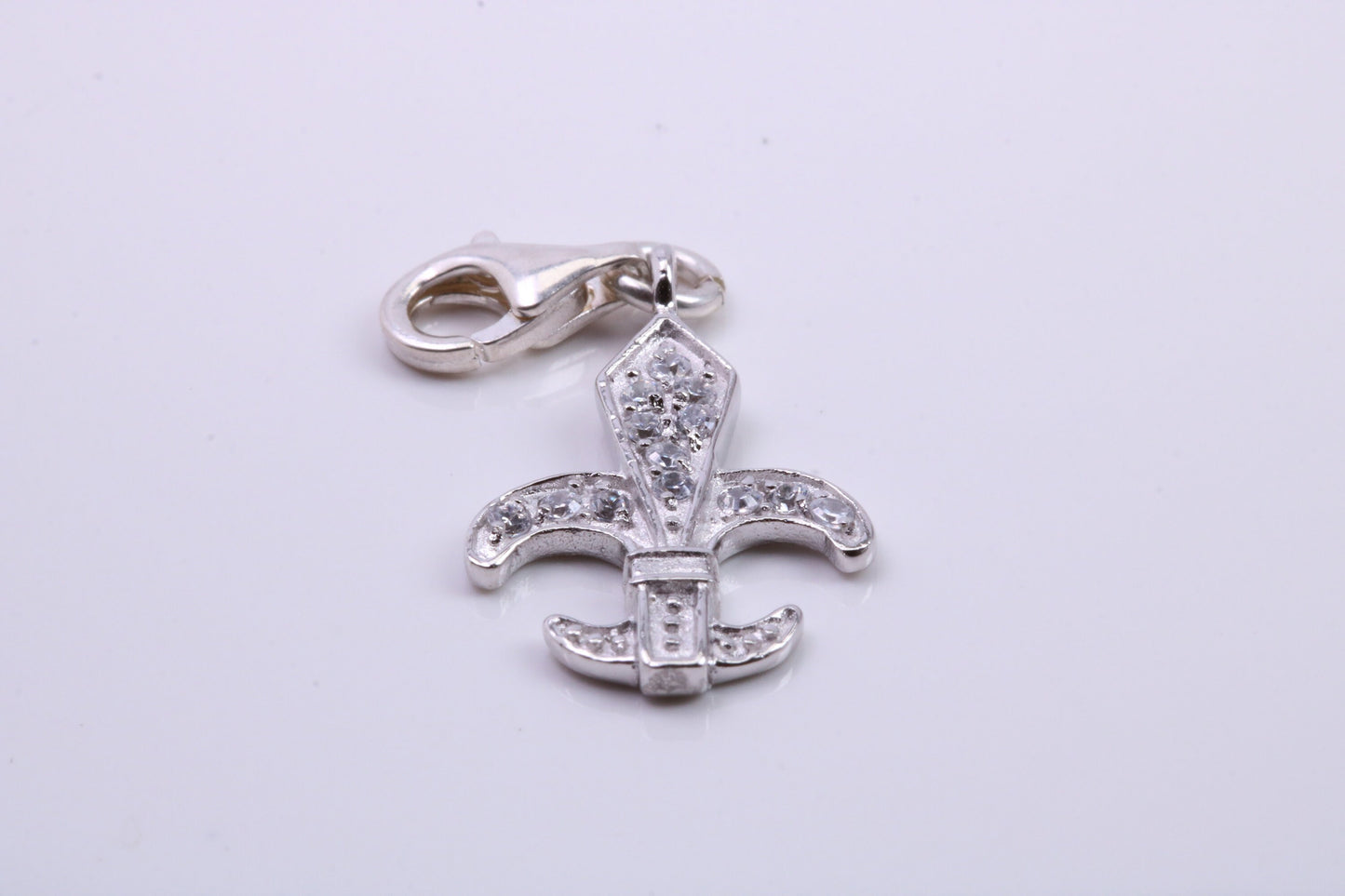 C Z set Anchor Charm, Traditional Charm, Made from Solid 925 Grade Sterling Silver, Complete with Attachment Link