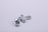 C Z ser Cross Charm, Traditional Charm, Made from Solid 925 Grade Sterling Silver, Complete with Attachment Link