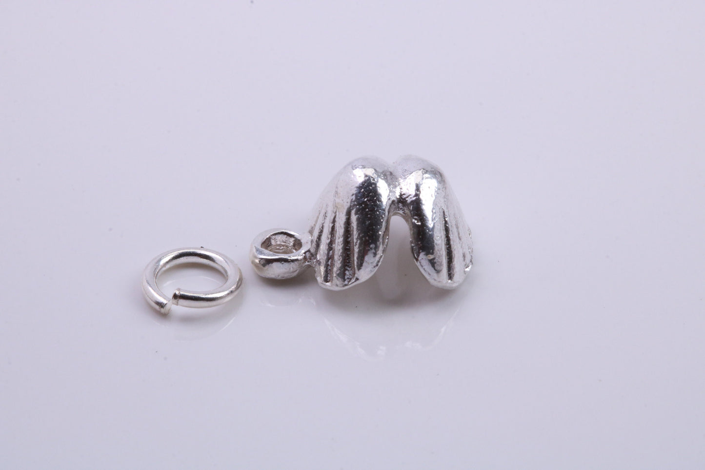 Pearl Shell Clam Charm, Traditional Charm, Made from Solid 925 Grade Sterling Silver, Complete with Attachment Link