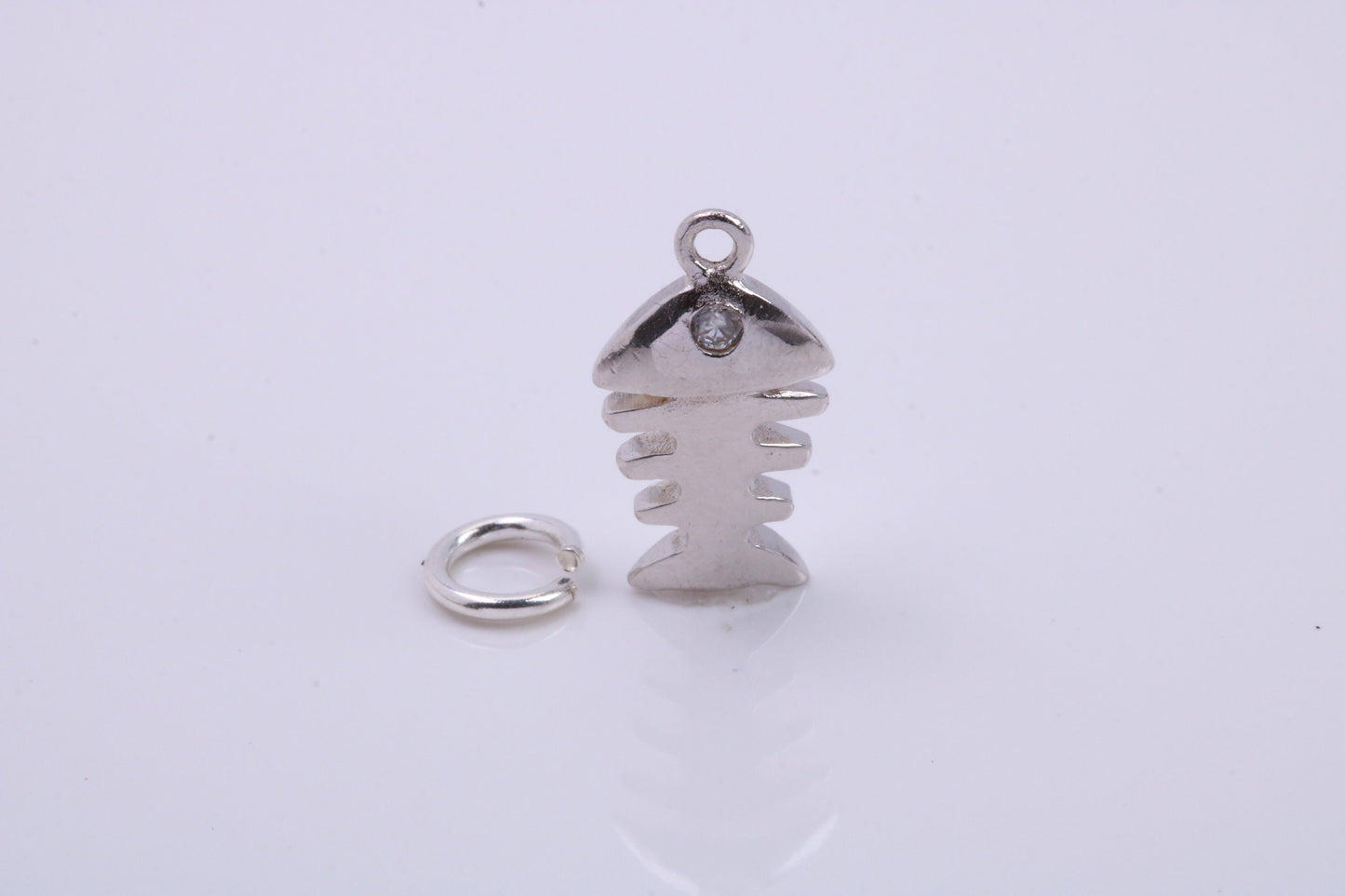Fish Bone Charm, Traditional Charm, Made from Solid 925 Grade Sterling Silver, Complete with Attachment Link