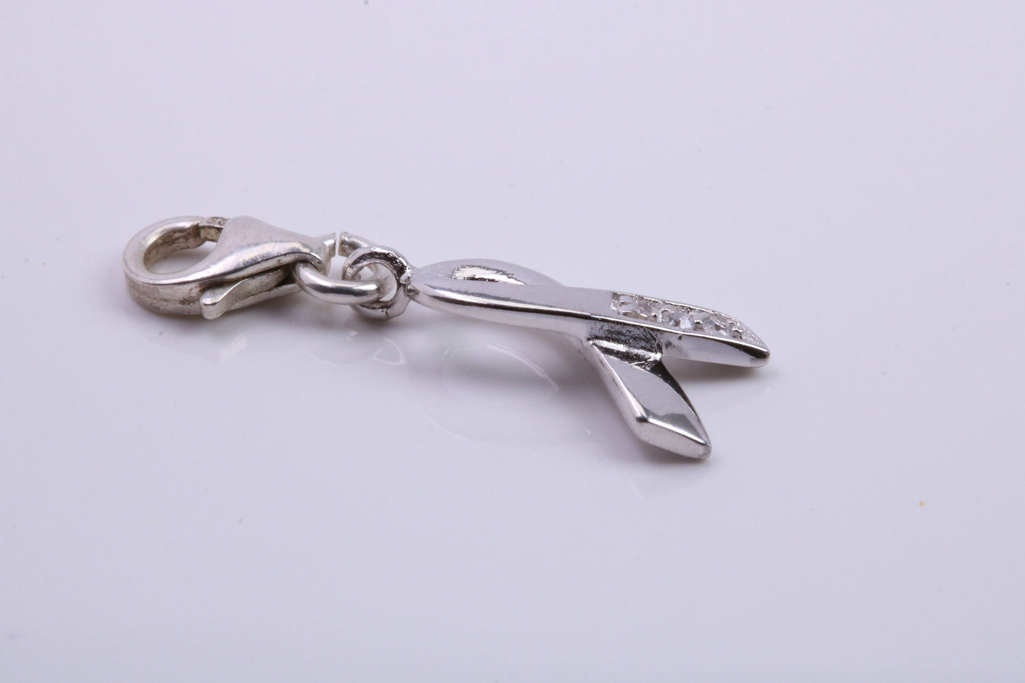 Ribbon Charm, Traditional Charm, Made from Solid 925 Grade Sterling Silver, Complete with Attachment Link