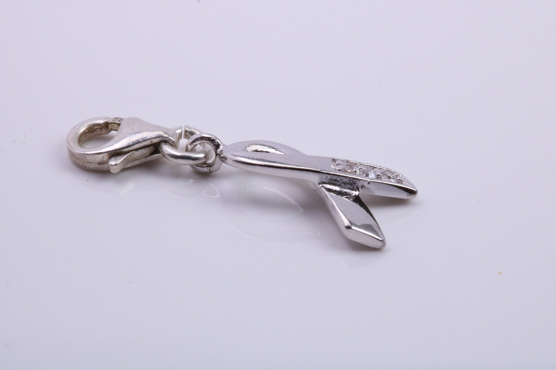 Ribbon Charm, Traditional Charm, Made from Solid 925 Grade Sterling Silver, Complete with Attachment Link