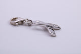 Ribbon Charm, Traditional Charm, Made from Solid 925 Grade Sterling Silver, Complete with Attachment Link