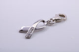 Ribbon Charm, Traditional Charm, Made from Solid 925 Grade Sterling Silver, Complete with Attachment Link