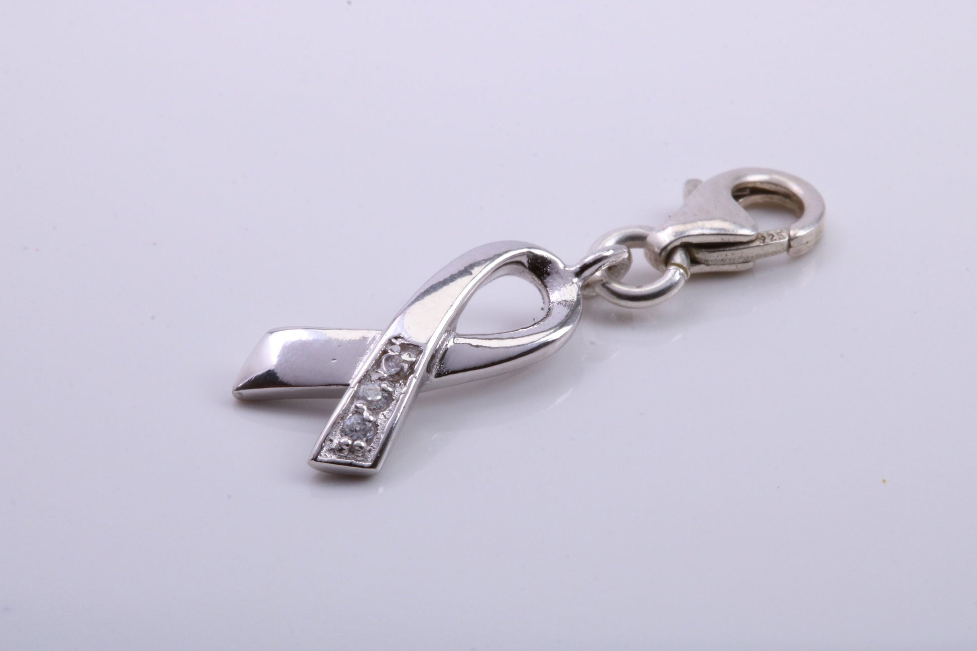 Ribbon Charm, Traditional Charm, Made from Solid 925 Grade Sterling Silver, Complete with Attachment Link