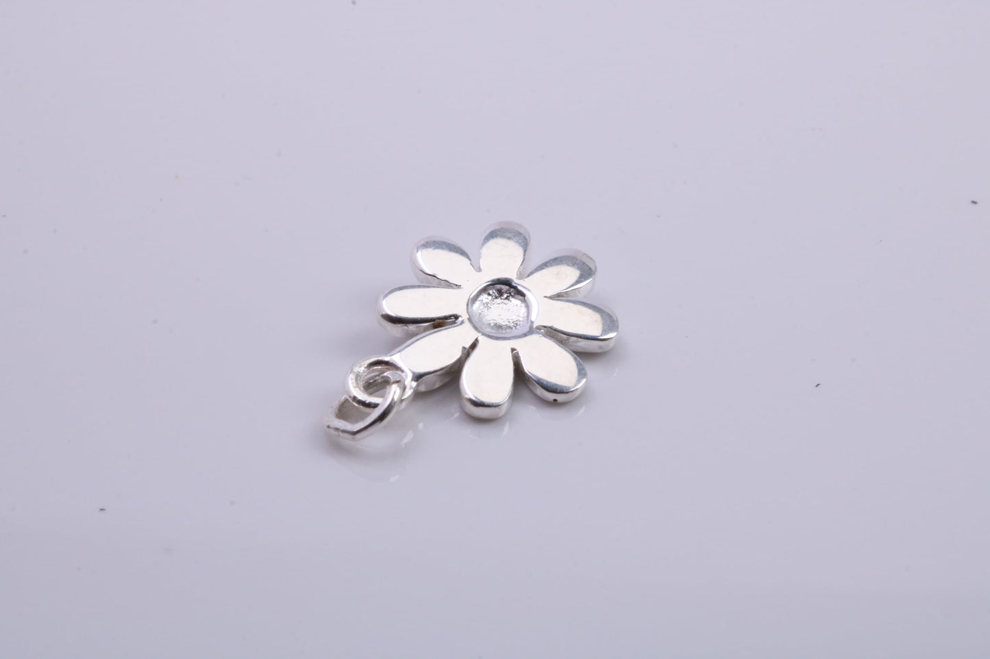 Daisy Flower Charm, Traditional Charm, Made from Solid 925 Grade Sterling Silver, Complete with Attachment Link