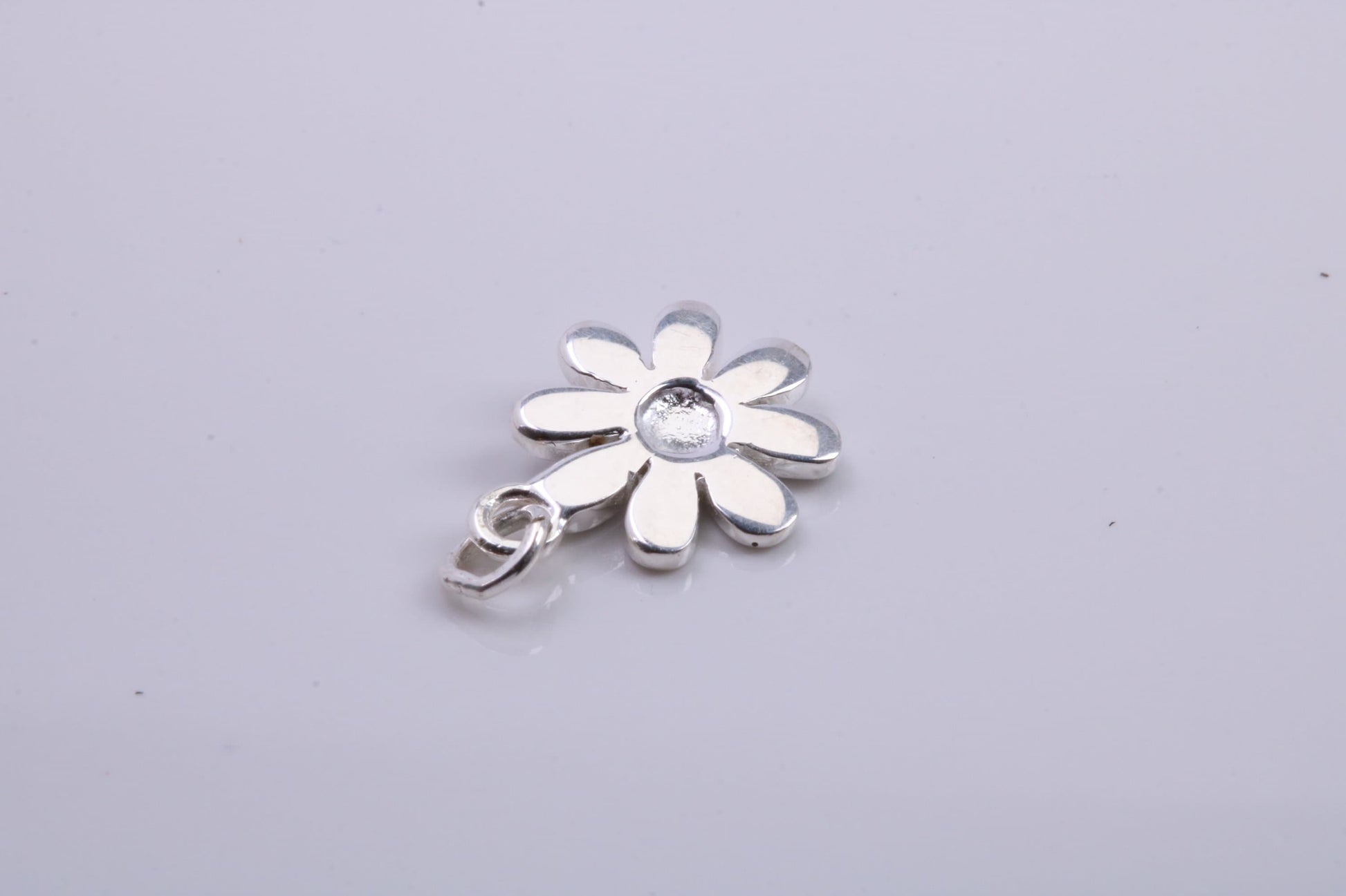 Daisy Flower Charm, Traditional Charm, Made from Solid 925 Grade Sterling Silver, Complete with Attachment Link