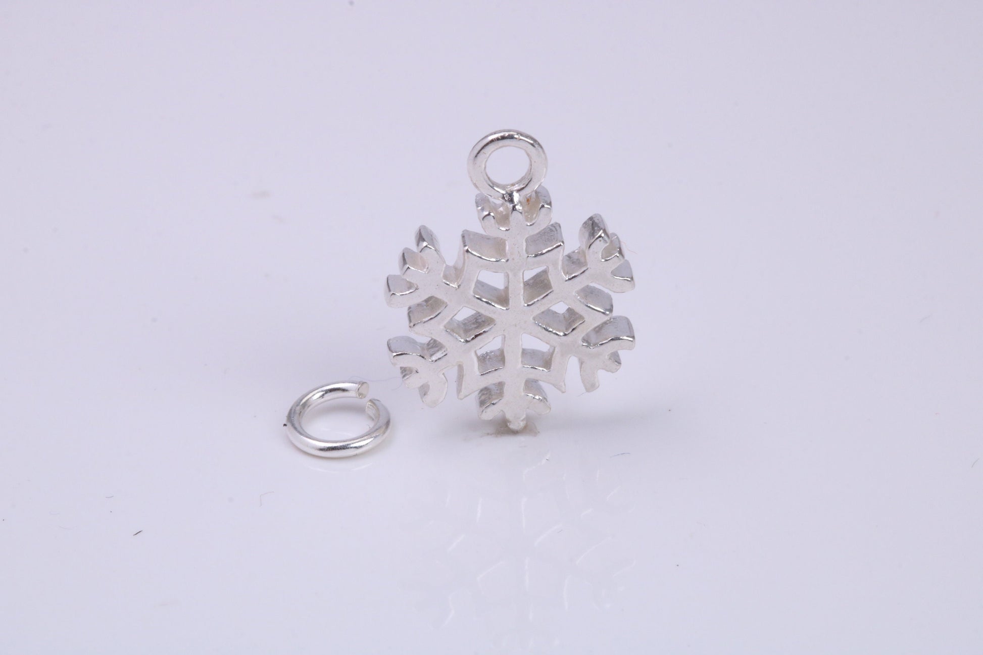Snow Flake Charm, Traditional Charm, Made from Solid 925 Grade Sterling Silver, Complete with Attachment Link