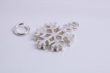 Snow Flake Charm, Traditional Charm, Made from Solid 925 Grade Sterling Silver, Complete with Attachment Link