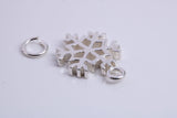 Snow Flake Charm, Traditional Charm, Made from Solid 925 Grade Sterling Silver, Complete with Attachment Link
