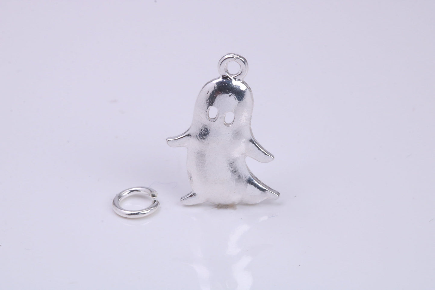 Ghost Charm, Traditional Charm, Made from Solid 925 Grade Sterling Silver, Complete with Attachment Link