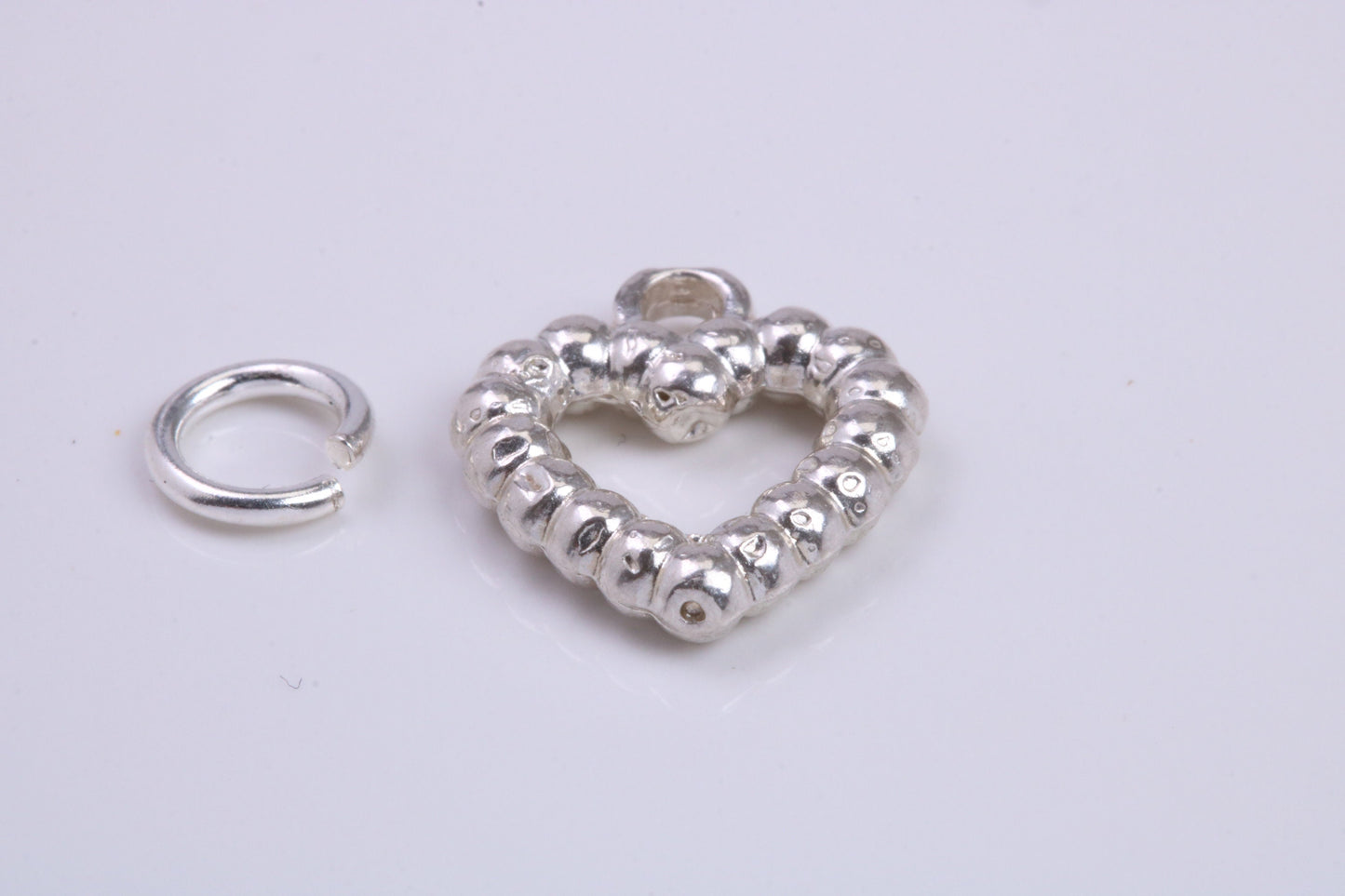 Love Heart Charm, Traditional Charm, Made from Solid 925 Grade Sterling Silver, Complete with Attachment Link