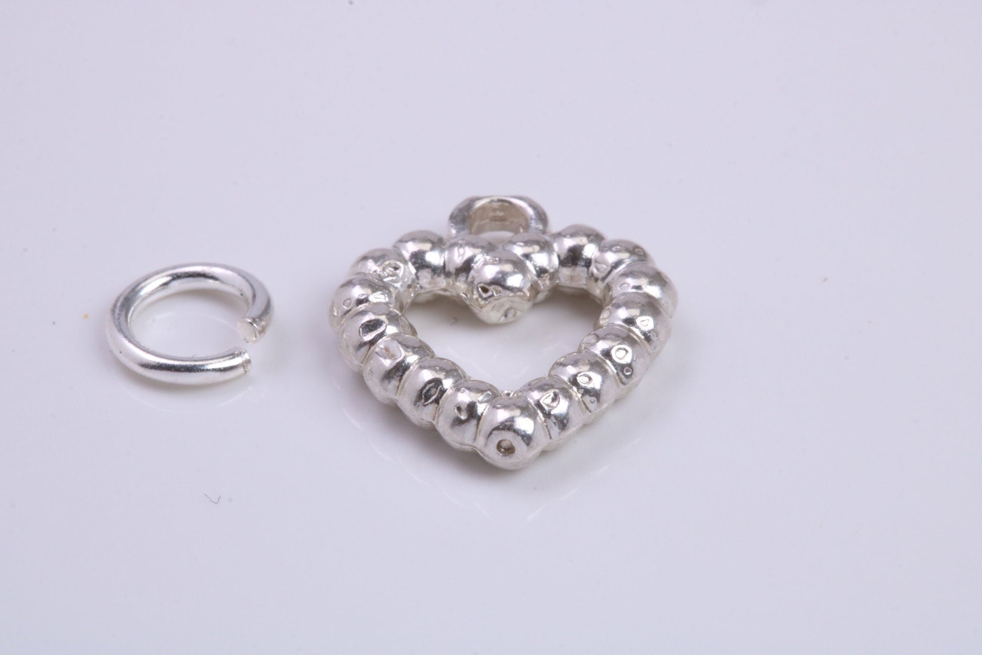 Love Heart Charm, Traditional Charm, Made from Solid 925 Grade Sterling Silver, Complete with Attachment Link