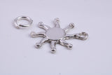 Sun Charm, Traditional Charm, Made from Solid 925 Grade Sterling Silver, Complete with Attachment Link