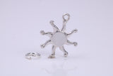 Sun Charm, Traditional Charm, Made from Solid 925 Grade Sterling Silver, Complete with Attachment Link