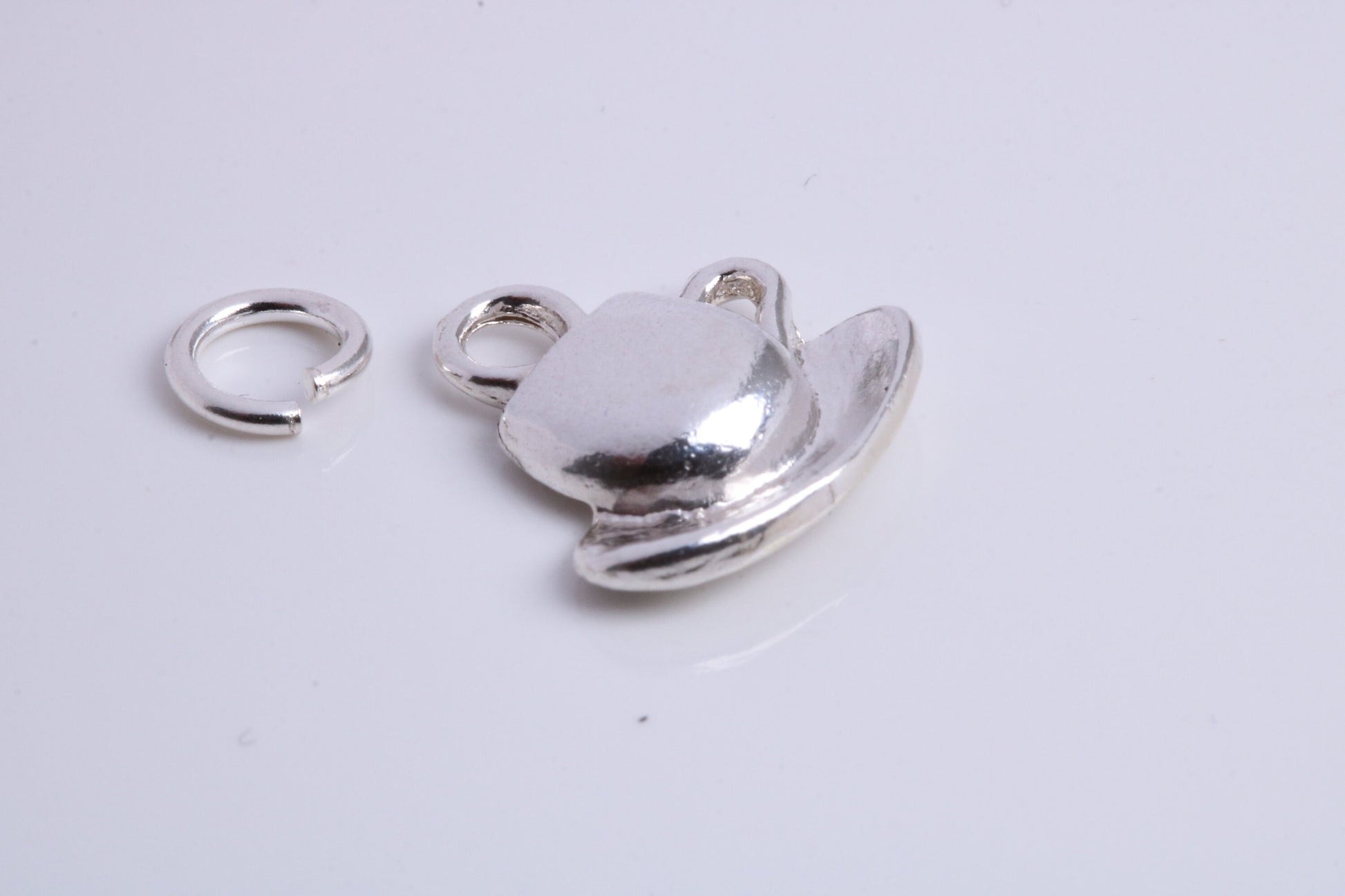 Tea Cup and Saucer Charm, Traditional Charm, Made from Solid 925 Grade Sterling Silver, Complete with Attachment Link