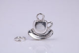 Tea Cup and Saucer Charm, Traditional Charm, Made from Solid 925 Grade Sterling Silver, Complete with Attachment Link