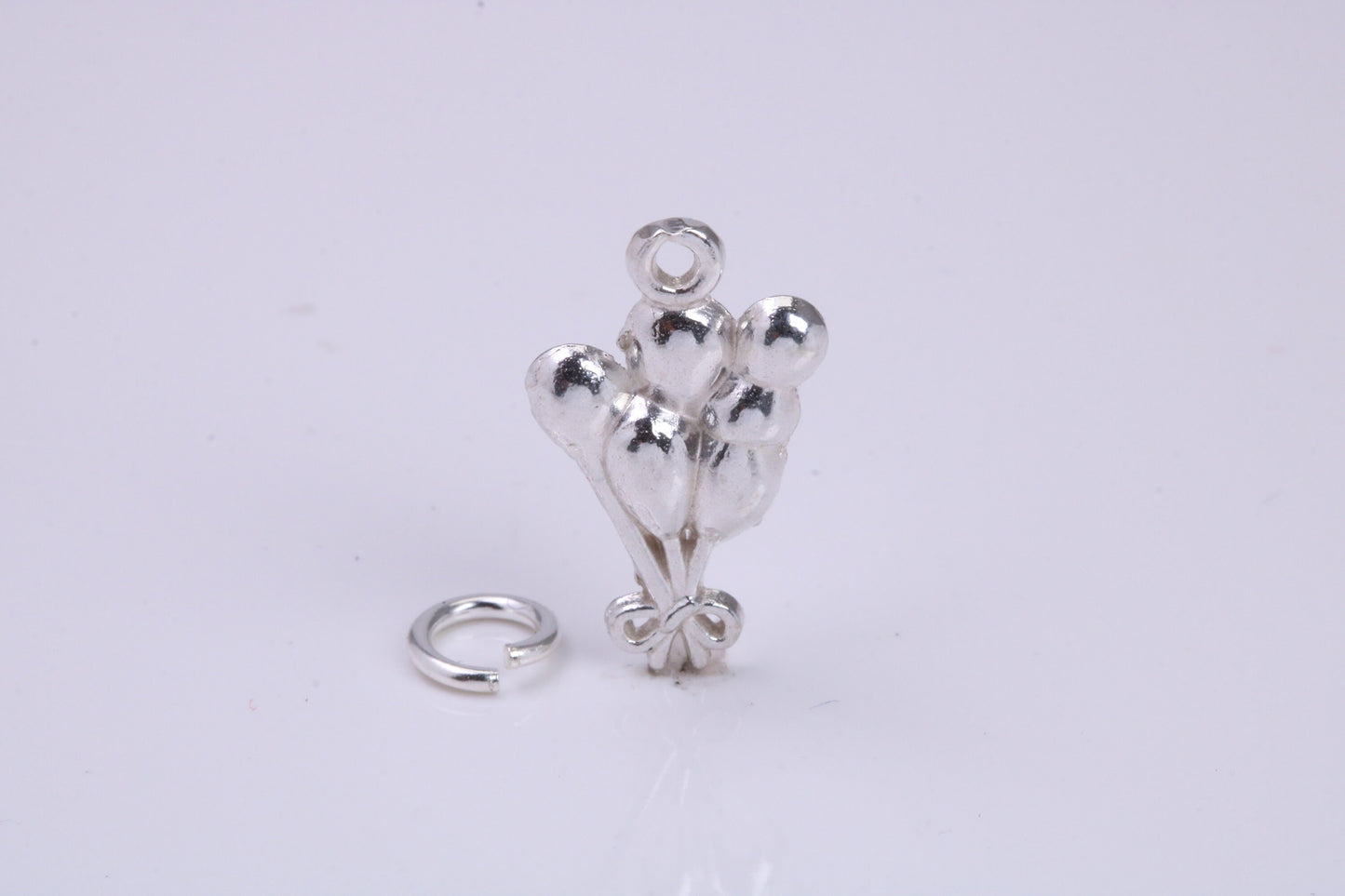 Party Balloons Charm, Traditional Charm, Made from Solid 925 Grade Sterling Silver, Complete with Attachment Link