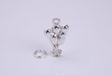 Party Balloons Charm, Traditional Charm, Made from Solid 925 Grade Sterling Silver, Complete with Attachment Link