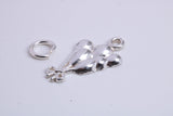 Party Balloons Charm, Traditional Charm, Made from Solid 925 Grade Sterling Silver, Complete with Attachment Link
