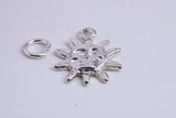 Sun Charm, Traditional Charm, Made from Solid 925 Grade Sterling Silver, Complete with Attachment Link