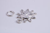 Sun Charm, Traditional Charm, Made from Solid 925 Grade Sterling Silver, Complete with Attachment Link