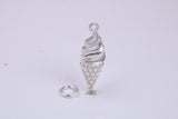 Ice Cream Cone Charm, Traditional Charm, Made from Solid 925 Grade Sterling Silver, Complete with Attachment Link