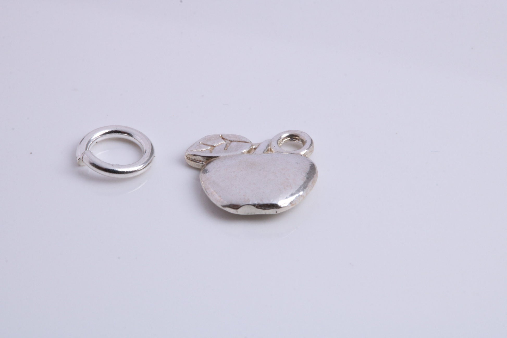 Apple Charm, Traditional Charm, Made from Solid 925 Grade Sterling Silver, Complete with Attachment Link