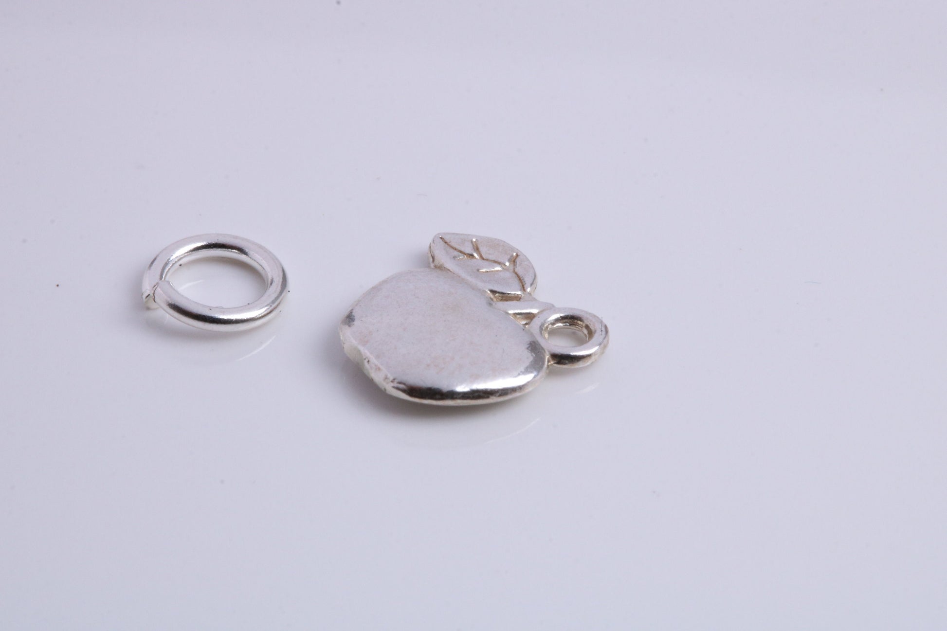 Apple Charm, Traditional Charm, Made from Solid 925 Grade Sterling Silver, Complete with Attachment Link