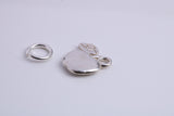 Apple Charm, Traditional Charm, Made from Solid 925 Grade Sterling Silver, Complete with Attachment Link
