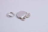Apple Charm, Traditional Charm, Made from Solid 925 Grade Sterling Silver, Complete with Attachment Link