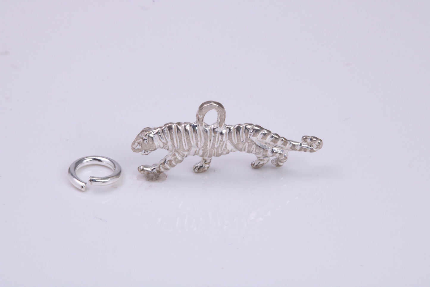 Tiger Charm, Traditional Charm, Made from Solid 925 Grade Sterling Silver, Complete with Attachment Link