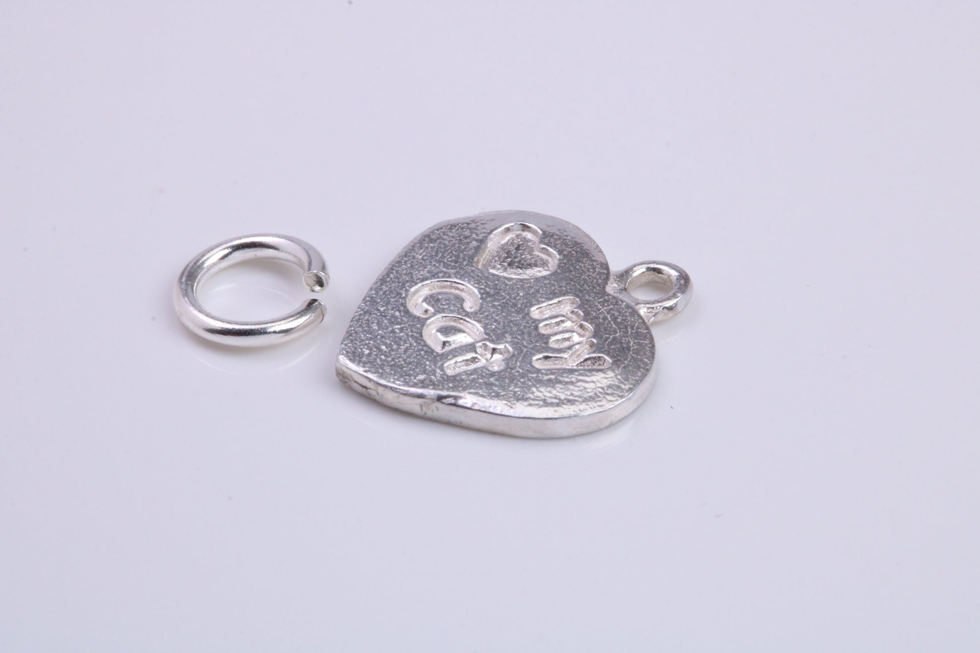 Love My Cat Charm, Traditional Charm, Made from Solid 925 Grade Sterling Silver, Complete with Attachment Link